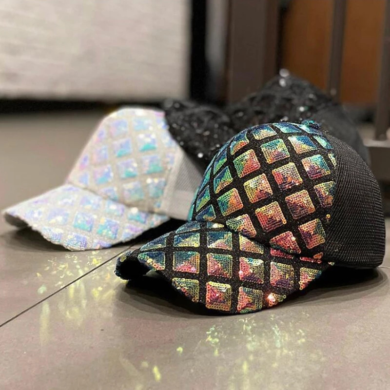 Vasaros blizgučių tinklelio beisbolo kepuraitė vyrams Moterų didmeninė prekyba blizgučiais lauko gorro sportinės kepuraitės Hiphopo kepurės Gatvės drabužiai