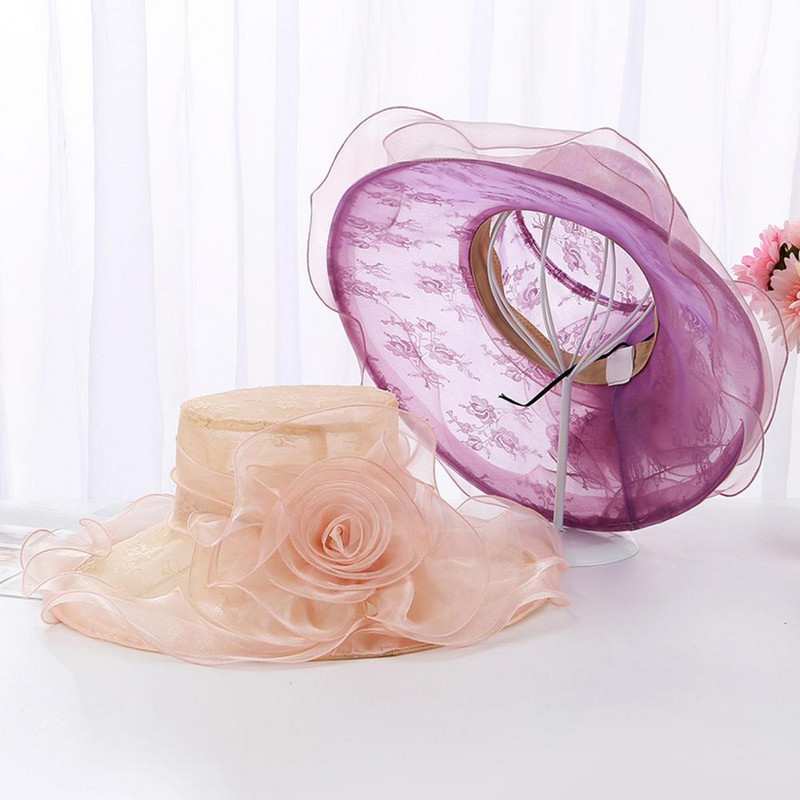 UV védelem, összecsukható, hullámos szélű virágmintás napozósapka nyaraláshoz