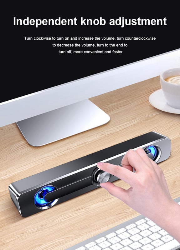 Kompiuterio garso juosta Belaidis „Hifi“ erdvinis garsiakalbis „Bluetooth 5.0“ namų laidinis kompiuterio stereo žemų dažnių garsiakalbis garso juosta PC nešiojamasis kompiuteris teatras televizorius Aux