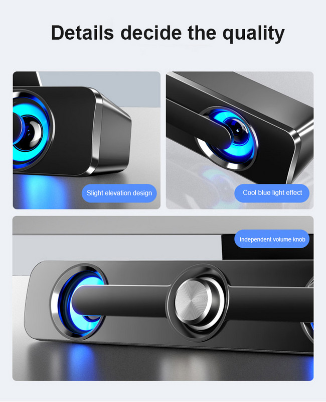 Kompiuterio garso juosta Belaidis „Hifi“ erdvinis garsiakalbis „Bluetooth 5.0“ namų laidinis kompiuterio stereo žemų dažnių garsiakalbis garso juosta PC nešiojamasis kompiuteris teatras televizorius Aux