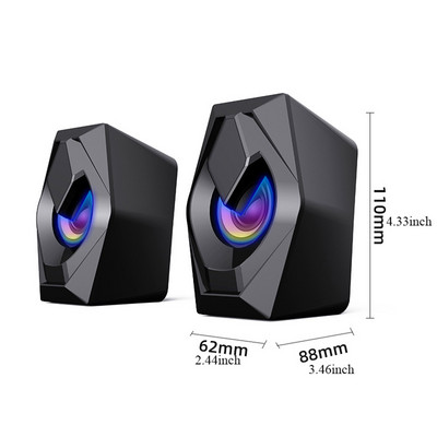 COOMAER išskirtinis USB laidinis stalinis garsiakalbis su RGB apšvietimu Kompiuteris Kompiuteris HIFI Stereo Garsas Žemieji dažniai Nešiojamojo kompiuterio Žemųjų dažnių garsiakalbio dėžutė