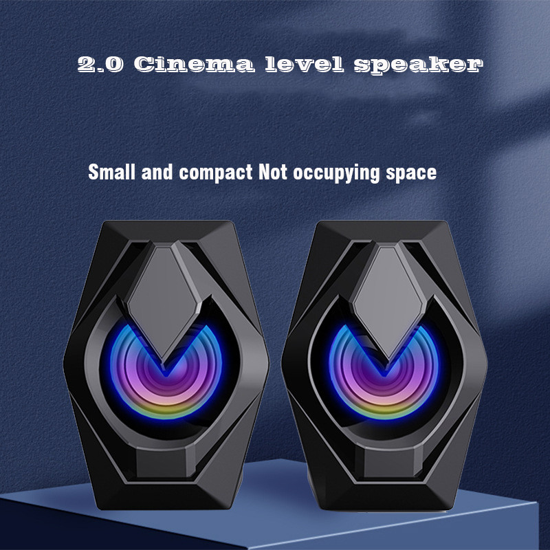 COOMAER išskirtinis USB laidinis stalinis garsiakalbis su RGB apšvietimu Kompiuteris Kompiuteris HIFI Stereo Garsas Žemieji dažniai Nešiojamojo kompiuterio Žemųjų dažnių garsiakalbio dėžutė