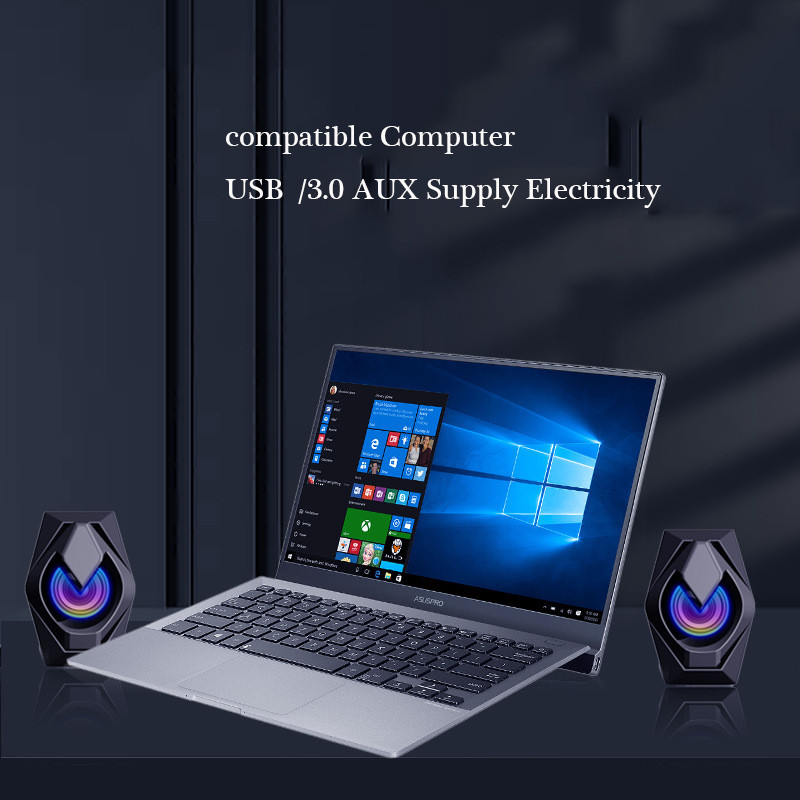 COOMAER išskirtinis USB laidinis stalinis garsiakalbis su RGB apšvietimu Kompiuteris Kompiuteris HIFI Stereo Garsas Žemieji dažniai Nešiojamojo kompiuterio Žemųjų dažnių garsiakalbio dėžutė