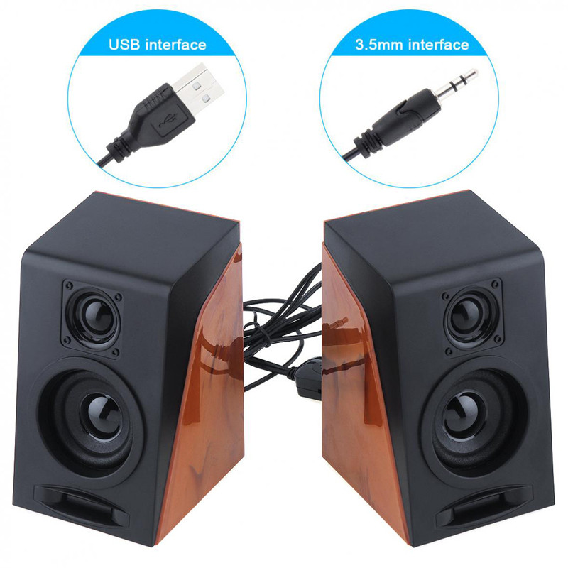 Visiškai antimagnetiniai 52 mm 6 W mini USB 2.0 kompiuterio mediniai žemųjų dažnių garsiakalbiai su 3,5 mm stereo lizdu kompiuteriui / nešiojamam kompiuteriui / telefonui