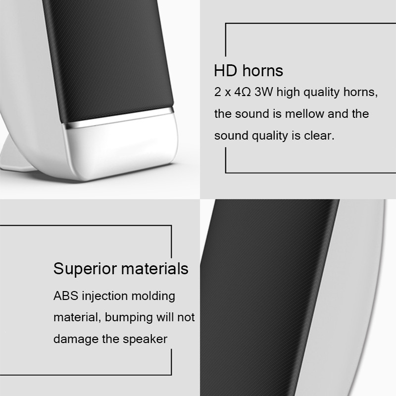2 dalių laidiniai kompiuterio garsiakalbiai USB + AUX mini kompiuterio garsiakalbis nešiojamam staliniam telefonui 5 W garso daugialypės terpės garsiakalbis
