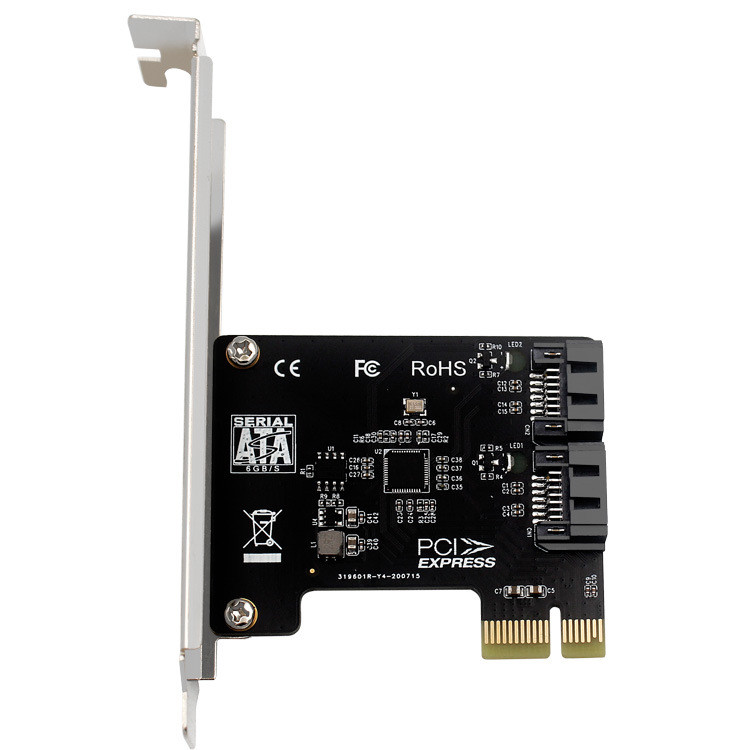 SATA PCI E adapter 2 port SATA 3.1 - PCIe X1 bővítő adapter kártya felszálló 6 Gbps JMB582 SATA3.1 PCIe PCI-e 1x kiegészítő kártyák