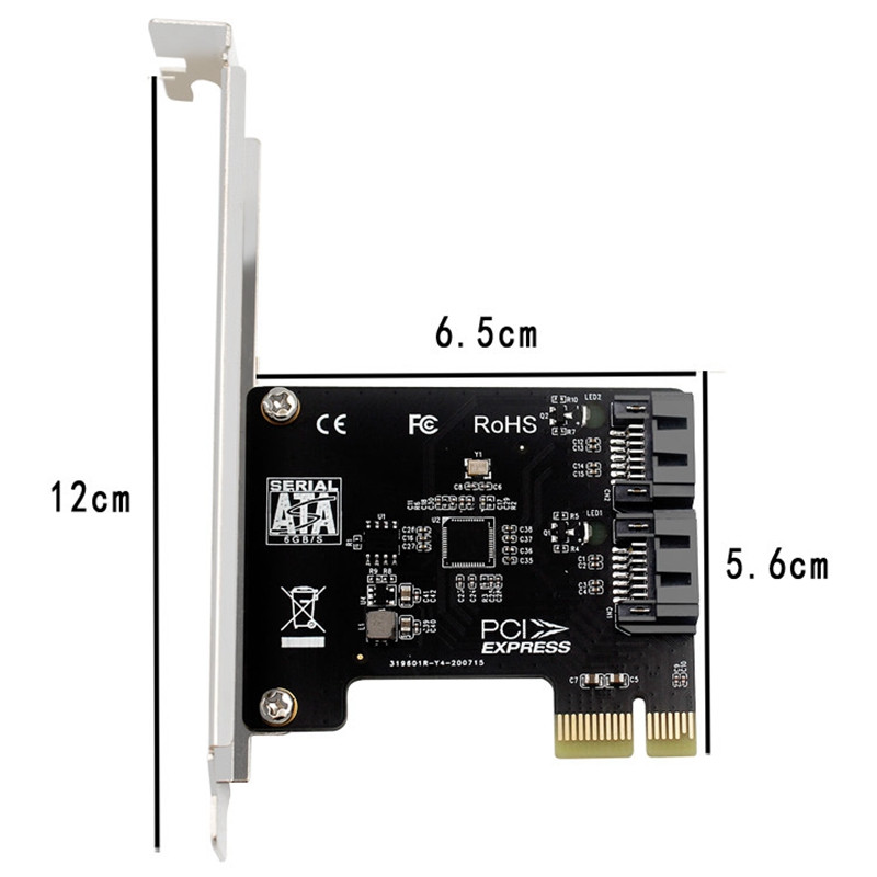 SATA PCI E adapter 2 port SATA 3.1 - PCIe X1 bővítő adapter kártya felszálló 6 Gbps JMB582 SATA3.1 PCIe PCI-e 1x kiegészítő kártyák