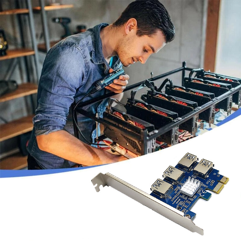 PCI-E nuo 1 iki 4 PCI Express 16X lizdo stovo kortelė PCI-E 1X į išorinį 4 PCI-e lizdo adapterį PCIe daugiklio kortelė, skirta BTC Miner Miner