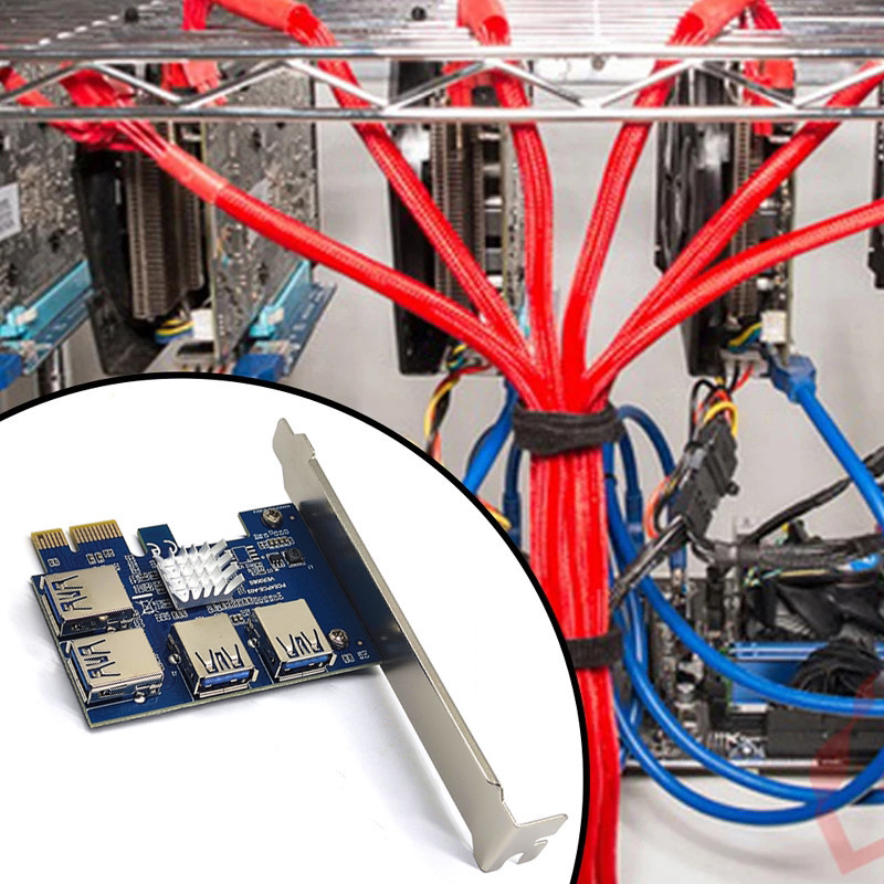PCI-E nuo 1 iki 4 PCI Express 16X lizdo stovo kortelė PCI-E 1X į išorinį 4 PCI-e lizdo adapterį PCIe daugiklio kortelė, skirta BTC Miner Miner