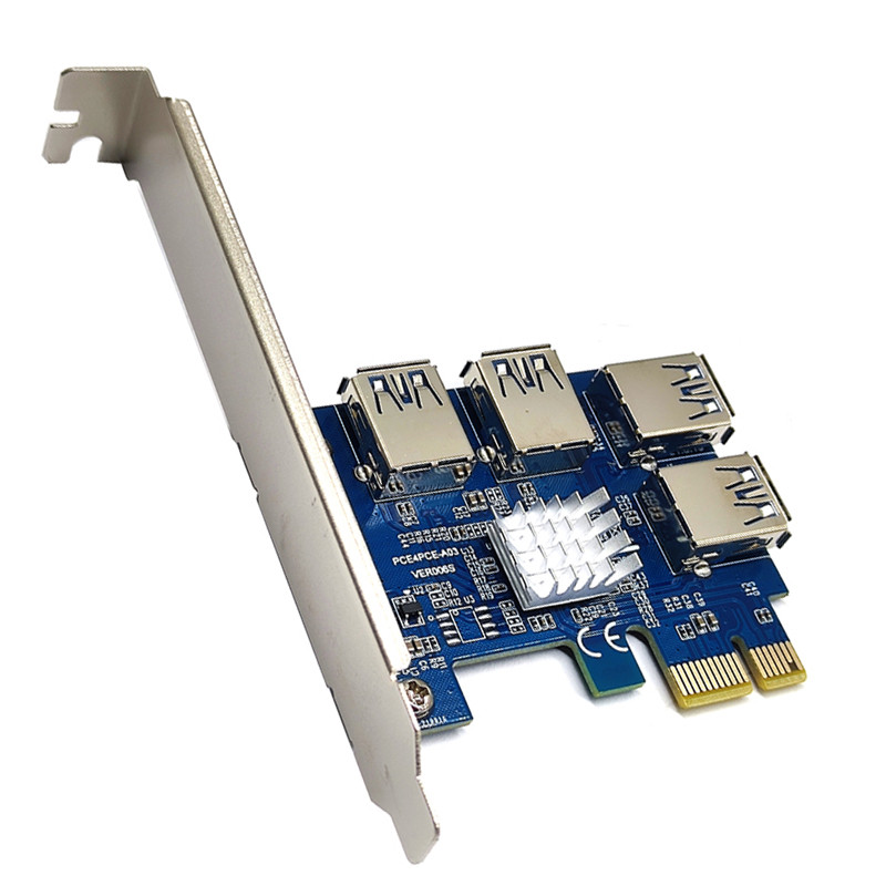 PCI-E nuo 1 iki 4 PCI Express 16X lizdo stovo kortelė PCI-E 1X į išorinį 4 PCI-e lizdo adapterį PCIe daugiklio kortelė, skirta BTC Miner Miner