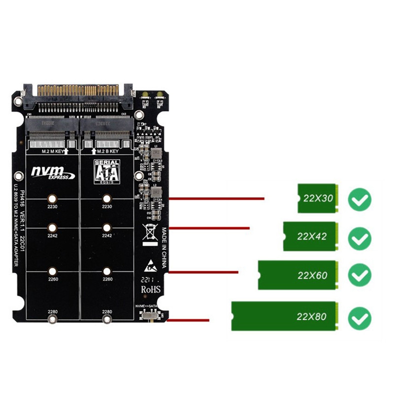 Μετατροπέας M.2 SSD σε U.2 2In1 M.2 Nvme και SATA-Bus NGFF SSD σε PCI-E U.2 SFF-8639 Μετατροπέας Pcie M2