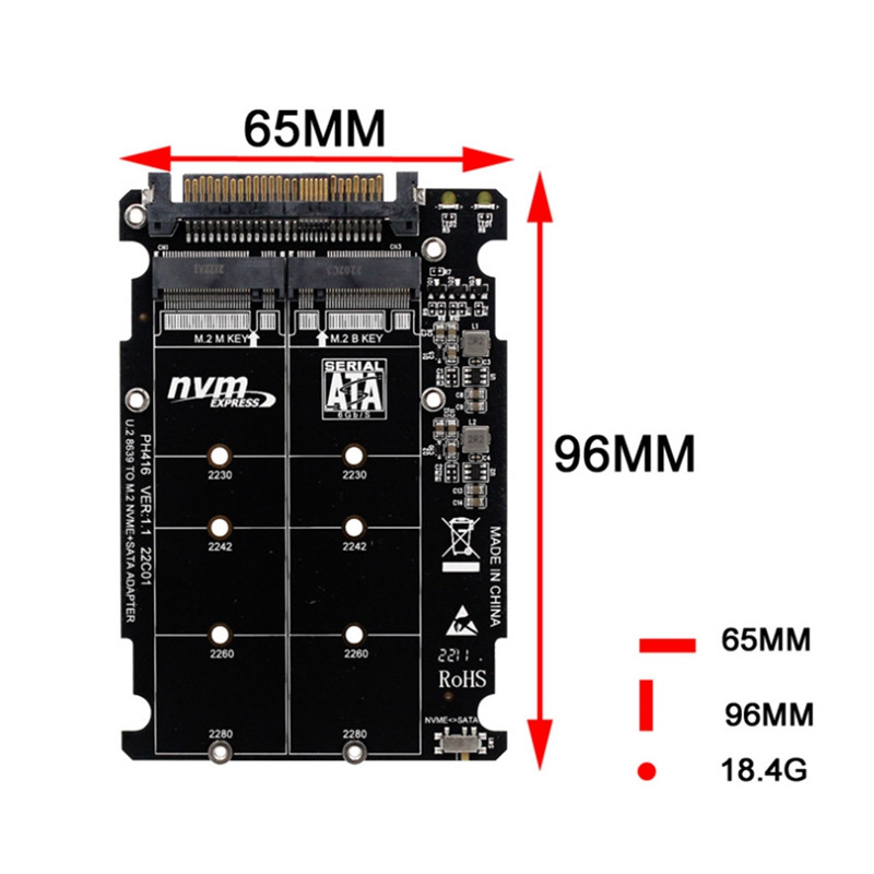 Μετατροπέας M.2 SSD σε U.2 2In1 M.2 Nvme και SATA-Bus NGFF SSD σε PCI-E U.2 SFF-8639 Μετατροπέας Pcie M2