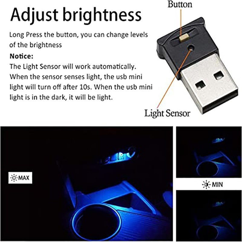 Mini USB Ambient Light LED RGB Ambient Light 8 Μεταβλητή Χρώμα για πληκτρολόγιο φορητού υπολογιστή αυτοκινήτου Atmosphere Smart Night Light