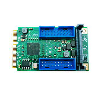 Mini PCI-E към USB 3.0 адаптер Riser карта MINI PCI Express към двойна 19/20pin USB3.0 разширителна карта 15pin SATA захранване за настолен компютър