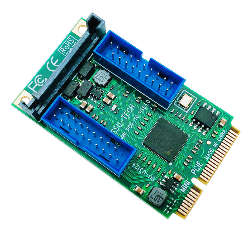 Adaptor Mini PCI-E la USB 3.0 Placă de ridicare MINI PCI Express la Placă de expansiune USB3.0 duală 19/20 pini Alimentare SATA 15 pini pentru PC desktop