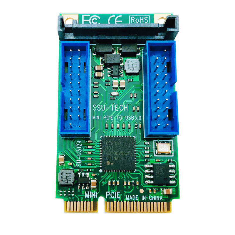 Adaptor Mini PCI-E la USB 3.0 Placă de ridicare MINI PCI Express la Placă de expansiune USB3.0 duală 19/20 pini Alimentare SATA 15 pini pentru PC desktop