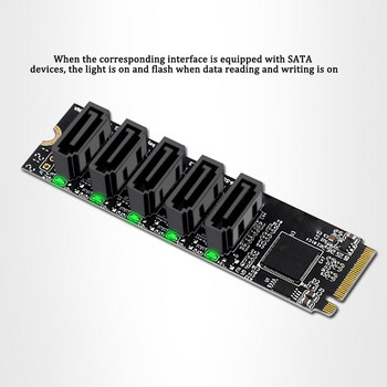 AU42 -M.2 NGFF PCIE B-Key Sata σε SATA 3.0 Κάρτα επέκτασης 5 θυρών 6Gbps Κάρτα προσαρμογέα JMB585 Chipset M.2 NVME σε SATA3.0