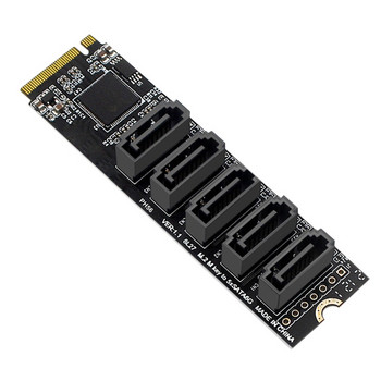 AU42 -M.2 NGFF PCIE B-Key Sata към SATA 3.0 5-портова карта за разширение 6Gbps Адаптерна карта JMB585 Чипсет M.2 NVME към SATA3.0