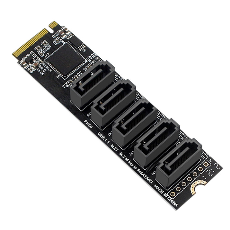AU42 -M.2 NGFF PCIE B-Key Sata į SATA 3.0 5 prievadų išplėtimo plokštė 6 Gbps adapterio kortelė JMB585 lustų rinkinys M.2 NVME į SATA3.0