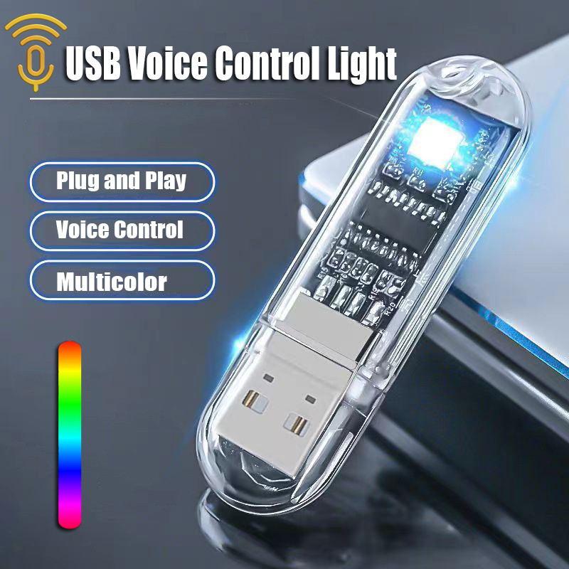 Lumină de noapte amuzantă cu control vocal inteligent Lumină de noapte USB colorată Nu este necesară conexiune la internet Control vocal Mini lampă de noapte USB