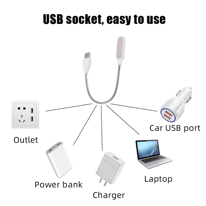 Lampă de lectură cu mini LED USB flexibilă pentru cărți, alimentată de laptop, notebook, banc de alimentare pentru computer, lampă de lectură USB cu reglare pliabilă