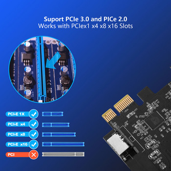 PCI Express 3.0 X1 USB 3.0 4P/19Pin + TYPE-E разширителна карта PCIe Front Type-C Adapter Riser Card Type-E USB3.0 （A-KEY） карта
