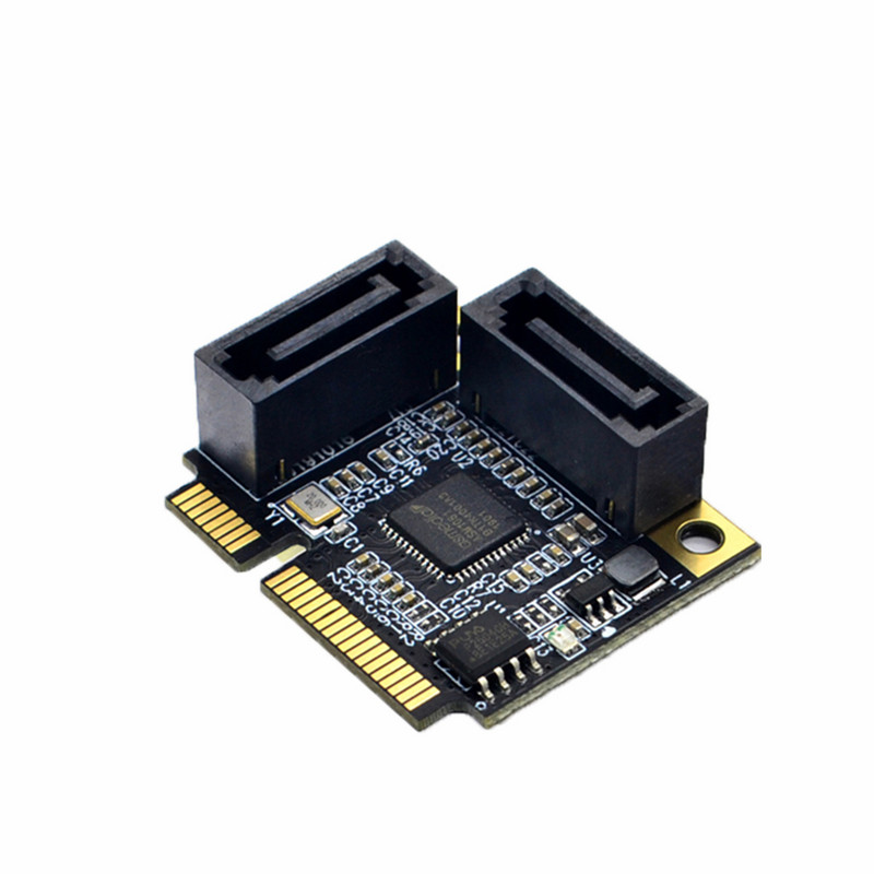 Mini PCI-E PCI Express iki 2 prievadų SATA 3.0 adapterio keitiklio SSD standžiojo disko plėtinio kortelės pridėjimo kortelės SATA daugiklis