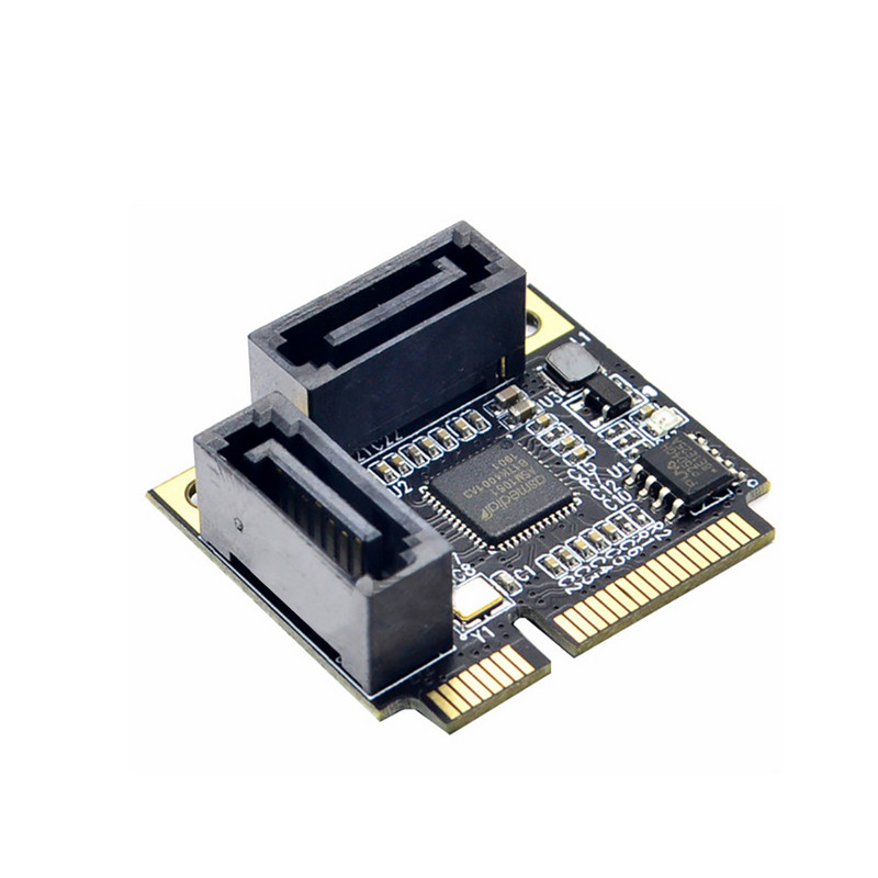 Mini PCI-E PCI Express iki 2 prievadų SATA 3.0 adapterio keitiklio SSD standžiojo disko plėtinio kortelės pridėjimo kortelės SATA daugiklis