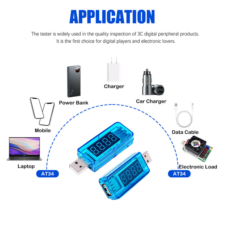 USB strāvas sprieguma kapacitātes testeris volts strāvas sprieguma noteikšana lādētāja ietilpības testeris mobilā strāvas detektora akumulatora pārbaude
