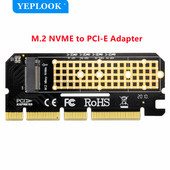 M Key M.2 NVMe NGFF σε PCIe X16 X8 X4 SSD Riser Adapter with LED Indicator Full Speed 6000MB/s Not for B Key (SATA) Free Driver