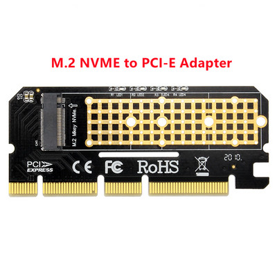 M Key M.2 NVMe NGFF σε PCIe X16 X8 X4 SSD Riser Adapter with LED Indicator Full Speed 6000MB/s Not for B Key (SATA) Free Driver