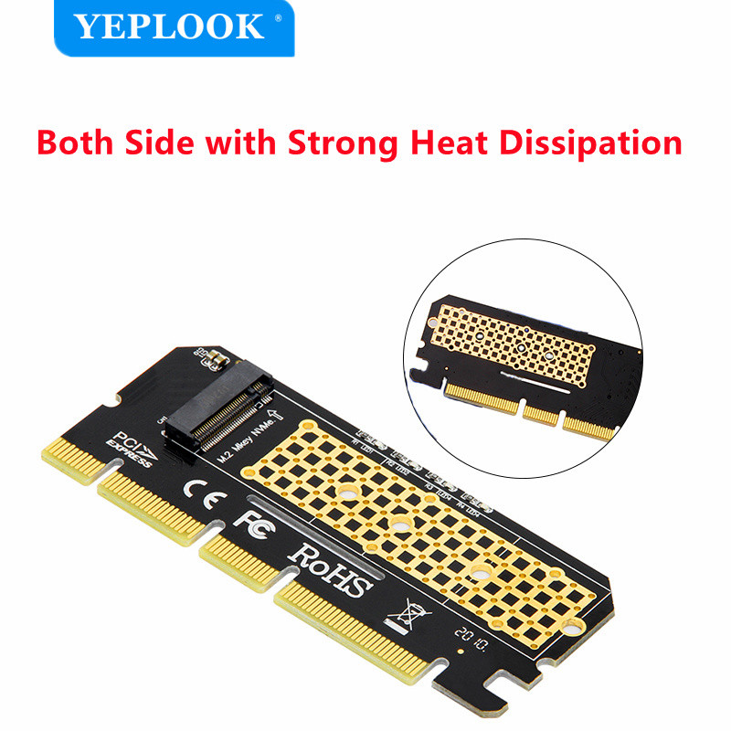 M Key M.2 NVMe NGFF σε PCIe X16 X8 X4 SSD Riser Adapter with LED Indicator Full Speed 6000MB/s Not for B Key (SATA) Free Driver