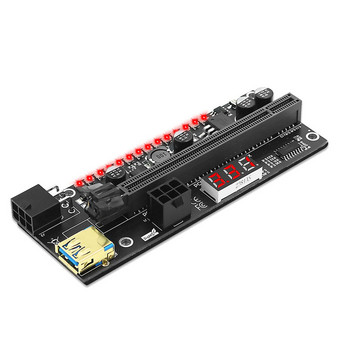 PCIE Riser 1x до 16x Графична разширителна карта с 6P към SATA кабел и USB 3.0 Riser кабел за GPU захранвана Riser PCI-E адаптерна карта