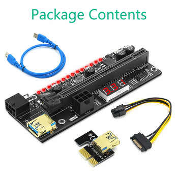 PCIE Riser 1x до 16x Графична разширителна карта с 6P към SATA кабел и USB 3.0 Riser кабел за GPU захранвана Riser PCI-E адаптерна карта