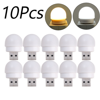 10db Mini USB éjszakai lámpa meleg fehér szemvédő könyv olvasólámpa USB csatlakozó számítógép mobil töltő LED éjszakai lámpa