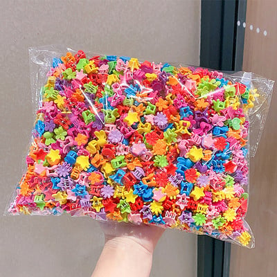 50pcs Girs Cute Colorful Flower Star Crown Small Hair Claws Lovely Hair Decorate Claw Clips Hairpins Kids Sweet Hair Accessories