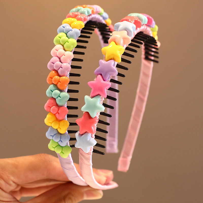 2023 New Girls Lovely Sweet Heart Csillagszínek Virágos Hajpántok Fejfedők Gyerekek Aranyos Hajpántok Fejpántok Gyerekek Hajkiegészítők
