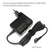 19V 3.42A 65W 4.0*1.35mm maitinimo įkroviklio nešiojamojo kompiuterio adapteris, skirtas Asus Zenbook UX32VD UX305CA ux31a x201e ux305f s200e