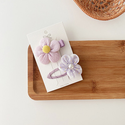 2 vnt. levandų spalvos pledas su gėlių raštais Basic Snap, kūdikių plaukų lašų segtukai plaukų spaustukai plaukų segtukai medvilniniai BB barrettes mergaičių galvos apdangalai