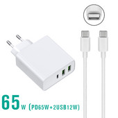 65 W USB C PD įkroviklis Quick Charge 3.0 Type C universalus maitinimo adapteris, skirtas MacBook Lenovo Huawei Samsung Xiaomi Fast USB Charger
