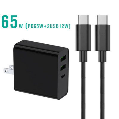 65 W USB C PD įkroviklis Quick Charge 3.0 Type C universalus maitinimo adapteris, skirtas MacBook Lenovo Huawei Samsung Xiaomi Fast USB Charger