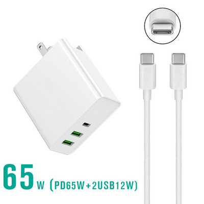 65 W USB C PD įkroviklis Quick Charge 3.0 Type C universalus maitinimo adapteris, skirtas MacBook Lenovo Huawei Samsung Xiaomi Fast USB Charger