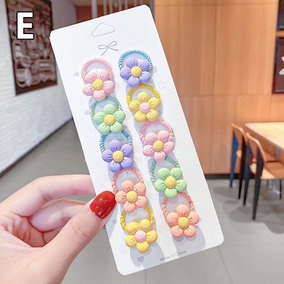 10 τμχ/Σετ Παιδικά χαριτωμένα κορδόνια για τα μαλλιά Γελοιογραφία Λουλούδι ελαστικά κορδέλες για τα μαλλιά Κορίτσια Baby Lovely λαστιχάκια δώρο Παιδικά αξεσουάρ μαλλιών