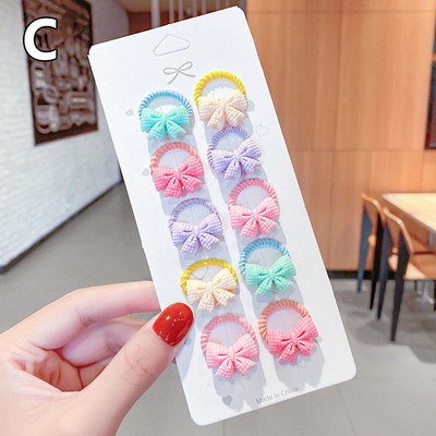 10 τμχ/Σετ Παιδικά χαριτωμένα κορδόνια για τα μαλλιά Γελοιογραφία Λουλούδι ελαστικά κορδέλες για τα μαλλιά Κορίτσια Baby Lovely λαστιχάκια δώρο Παιδικά αξεσουάρ μαλλιών