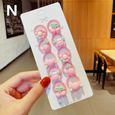 10 τμχ/Σετ Παιδικά χαριτωμένα κορδόνια για τα μαλλιά Γελοιογραφία Λουλούδι ελαστικά κορδέλες για τα μαλλιά Κορίτσια Baby Lovely λαστιχάκια δώρο Παιδικά αξεσουάρ μαλλιών