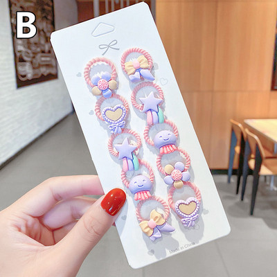 10 τμχ/Σετ Παιδικά χαριτωμένα κορδόνια για τα μαλλιά Γελοιογραφία Λουλούδι ελαστικά κορδέλες για τα μαλλιά Κορίτσια Baby Lovely λαστιχάκια δώρο Παιδικά αξεσουάρ μαλλιών