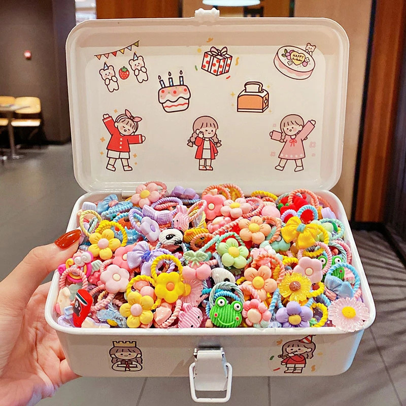 10 τμχ/Σετ Παιδικά χαριτωμένα κορδόνια για τα μαλλιά Γελοιογραφία Λουλούδι ελαστικά κορδέλες για τα μαλλιά Κορίτσια Baby Lovely λαστιχάκια δώρο Παιδικά αξεσουάρ μαλλιών