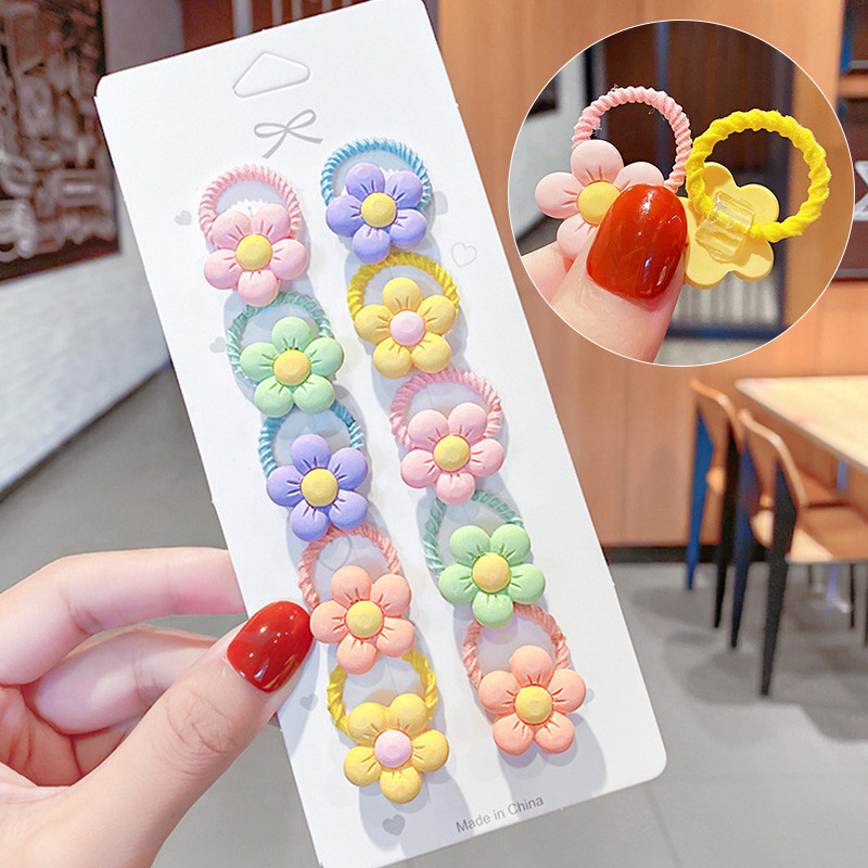 10 τμχ/Σετ Παιδικά χαριτωμένα κορδόνια για τα μαλλιά Γελοιογραφία Λουλούδι ελαστικά κορδέλες για τα μαλλιά Κορίτσια Baby Lovely λαστιχάκια δώρο Παιδικά αξεσουάρ μαλλιών