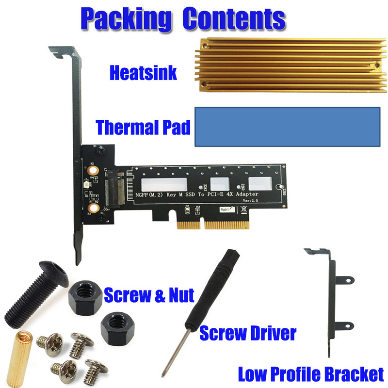M.2 NVMe AHCI SSD PCI Express 3.0 X4 M rakto jungtis viso greičio PCI E stovo kortelės adapteris palaiko 2242 2260 2280 dydžio M2 SSD