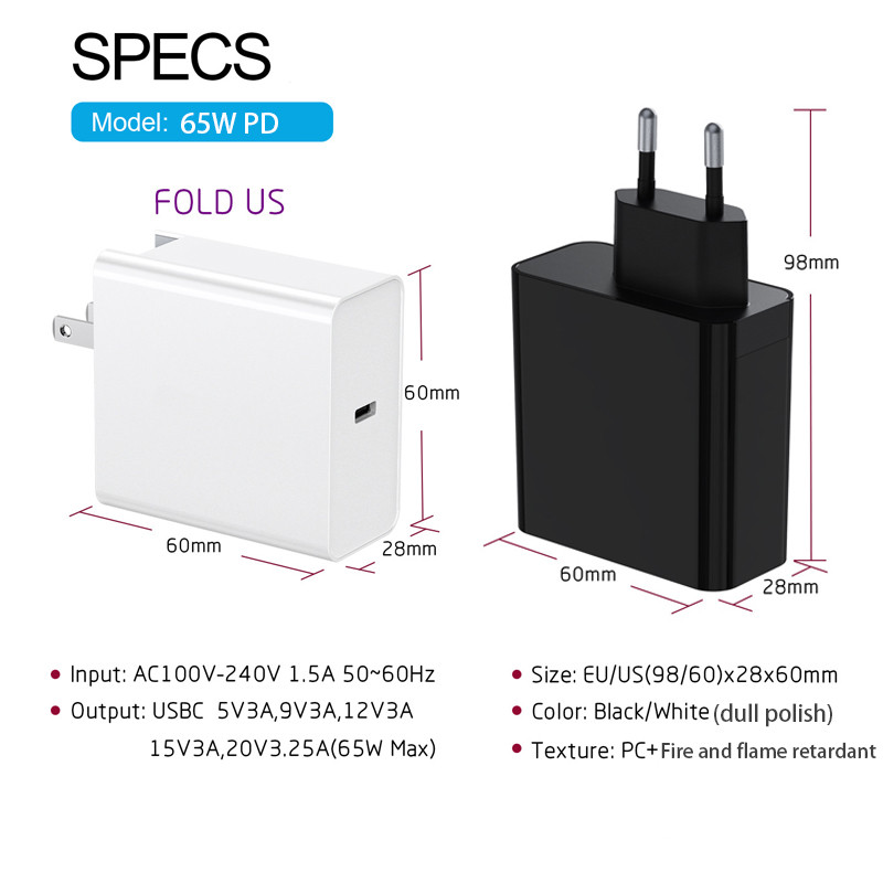 45W 65W 20V 3.25A USB Type C PD lādētājs USB C Power klēpjdatora adapteris Macbook Pro 12 13 Huawei Matebook HP DELL XPS piezīmjdatoriem